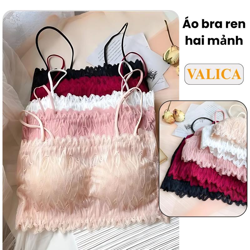 Áo bra nữ 2 dây mút mỏng - Áo ngực không gọng cúp ngang, thoáng mát mềm mịn VALICA B3371 Cotton Denim Top Women Kem giặt bằng nước lạnh
