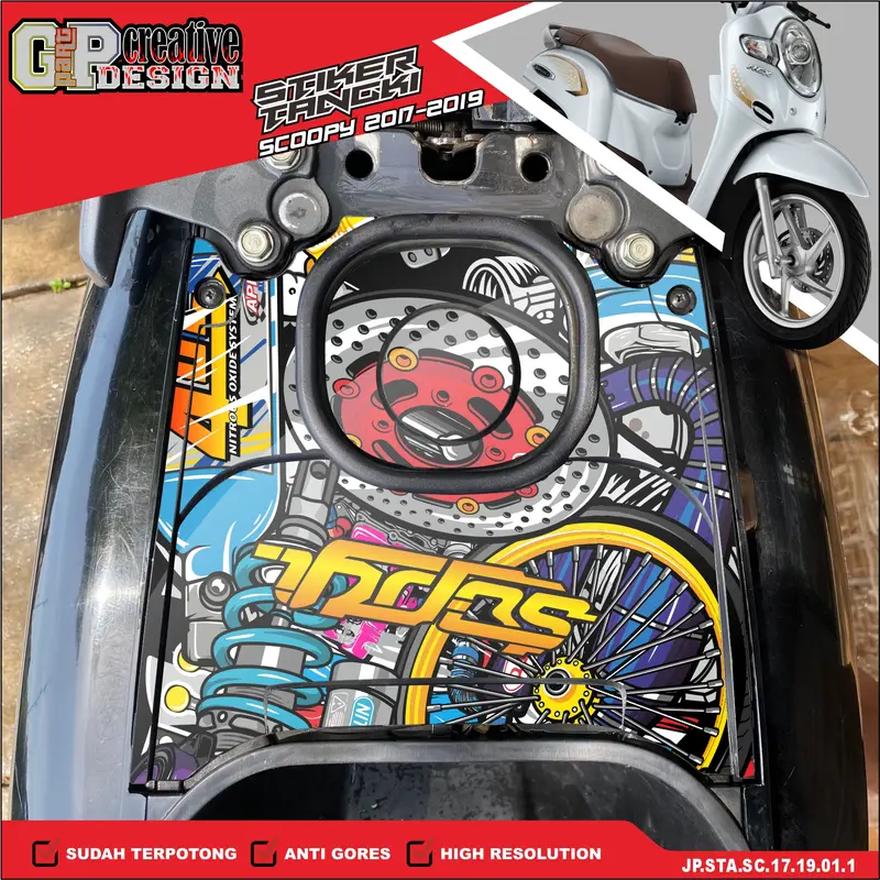 Stiker Tangki Bensin Scoopy 2017-2020 Sticker Tengki Motor Honda Scoopy Fi New 2