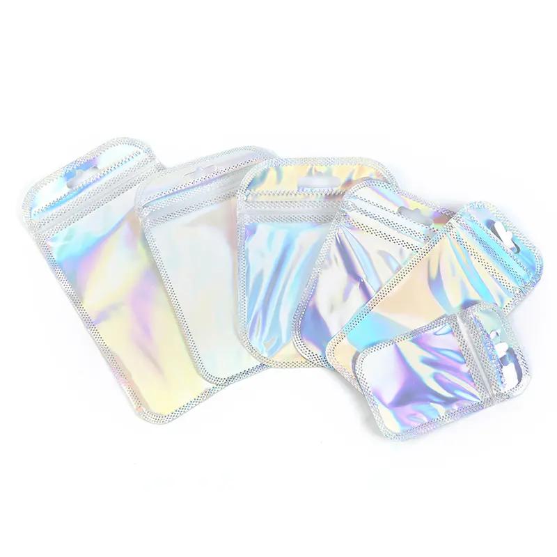 50pcs laser nhôm tấm mylar zip khóa túi có thể đóng lại bao bì túi kẹo