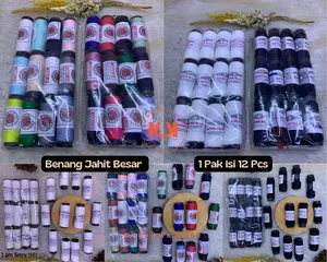 (12 PCS) BENANG JAHIT BESAR PAK ISI 12 PCS WARNA PUTIH HITAM CAMPUR WARNA / BENANG JAHIT BESAR