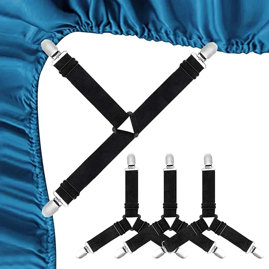 For Bed Sheet Organizer Mattress Cover Clip 4Pcs/lot Bed Sheet Fasteners Holder Gadgets for Home Elastic Straps Adjustable Clips