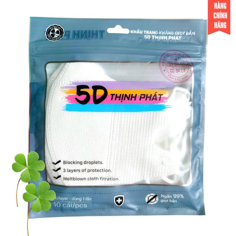 [HÀNG CHÍNH HÃNG] 50 Khẩu trang Thịnh Phát 5D 3 lớp kháng khuẩn chống bụi mịn Nam Phụ Kiện 2026