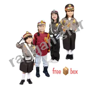 SERAGAM KARNAVAL ANAK POCIL PEREMPUAN AKPOL Fashion Baju Polwan & AKPOL Bahan Dril Umur 3-8th Perlengkapan Lengkap Free Box