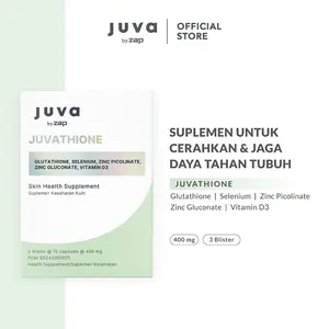 Juvathione With Vitamin D | Gluthathione, Vitamin D dan Zinc 30 Kapsul