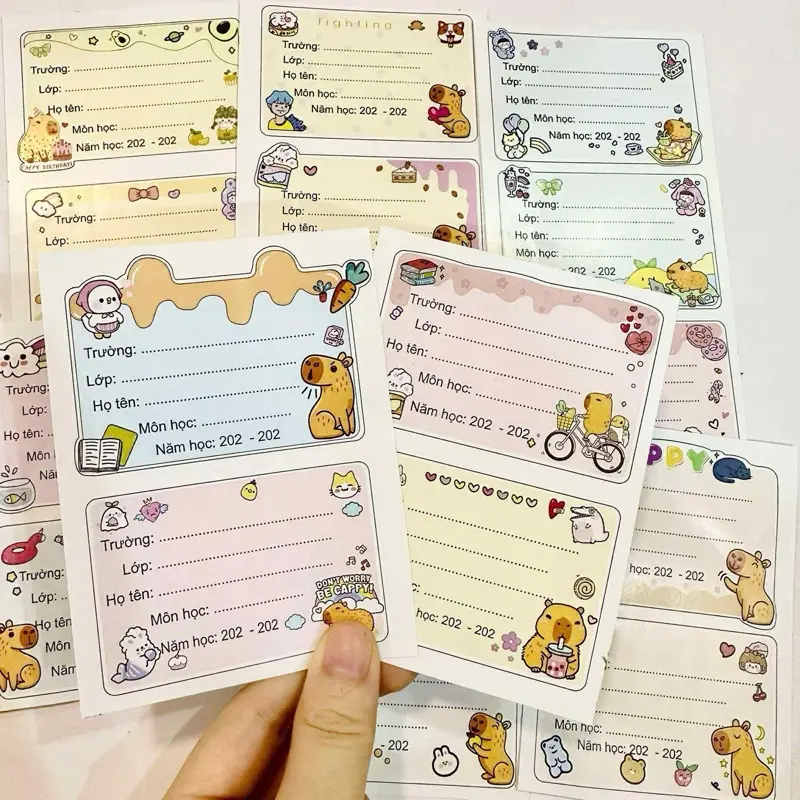 Set 24 nhãn vở Capybara -Labubu - Chiikawa- Maltese dễ thương xinh xắn 8