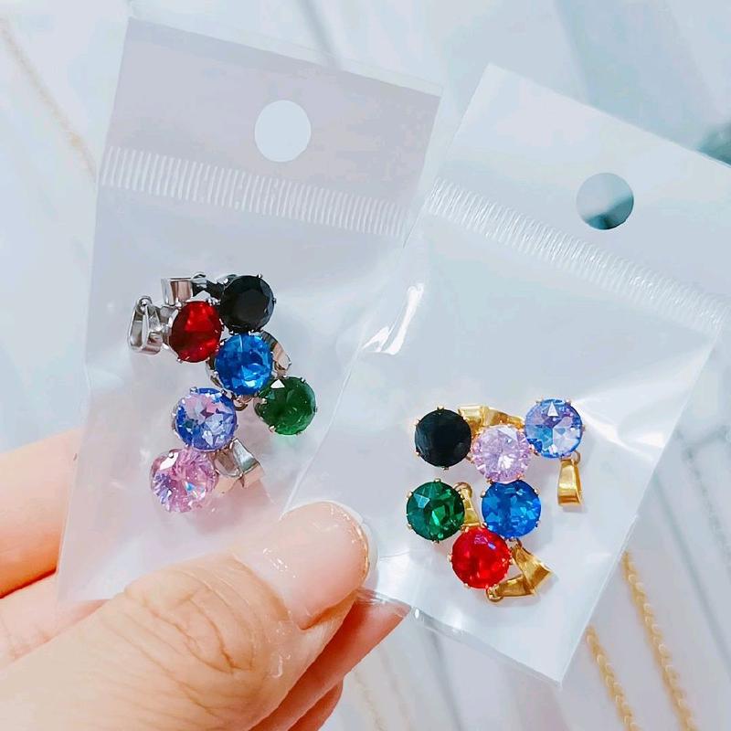  Mặt dây chuyền titan đá 8mm nhiều màu không rỉ không đen. 