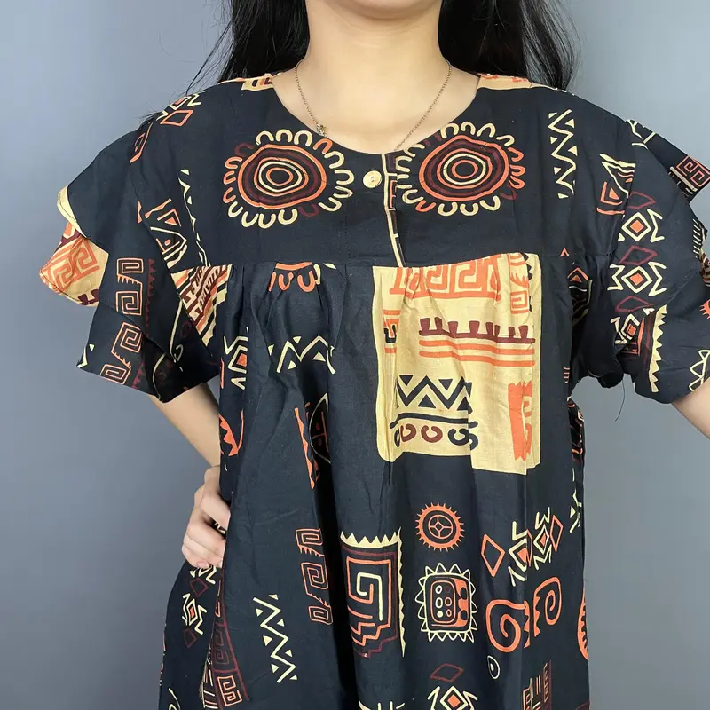Daster Rindi Dewi Sri Dress Panjang Motif Katun Rayon Premium Wanita Busui Pendek Nyaman Midi Bumil Tidur Batik Kancing 4