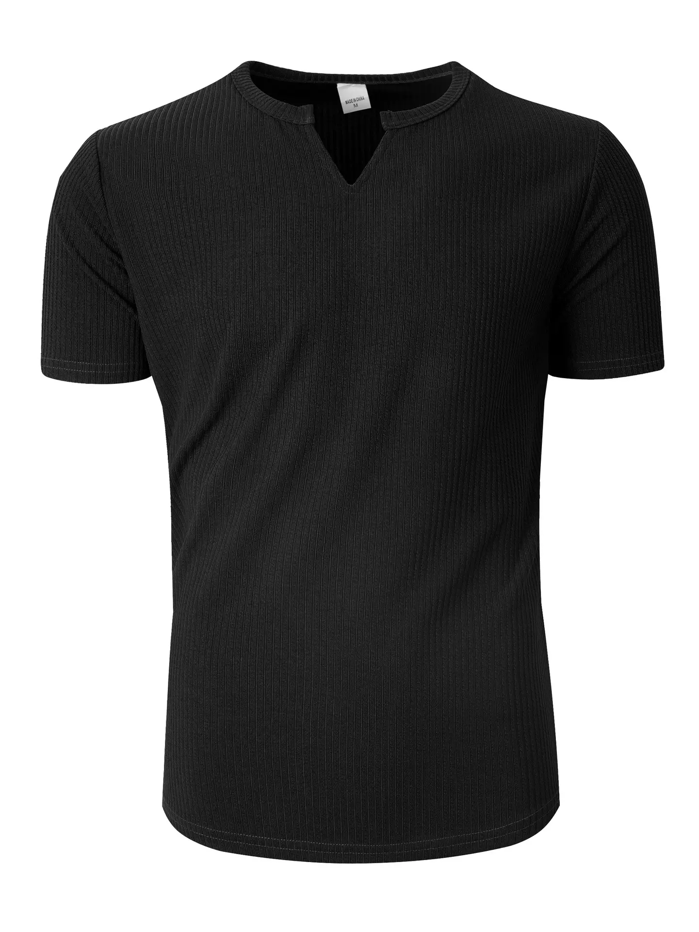 Men's Vertical Striped V-Neck T-Shirt Pocket Solid Color Casual Fashion Teen, Quick Dry, Breathable and Wearable on Hot Days, Solid Color T-Shirt Sophisticated and Simple
