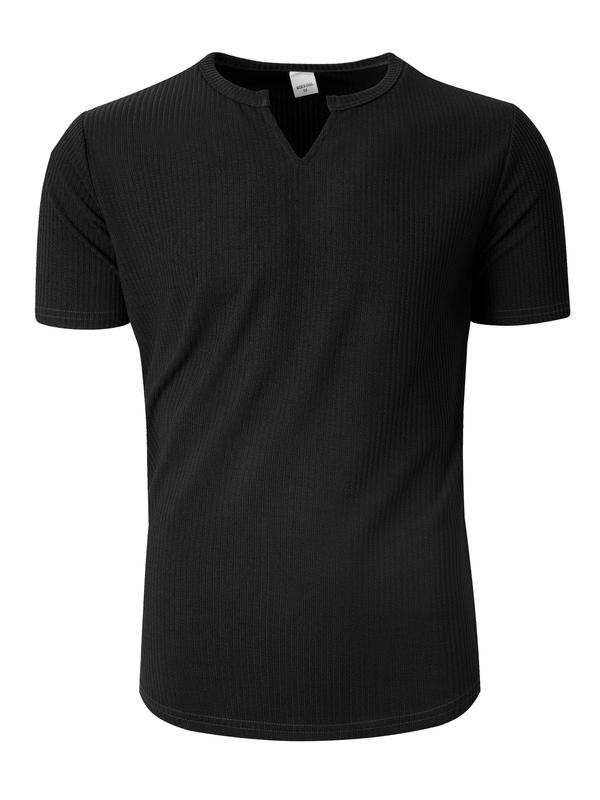 Men's Vertical Striped V-Neck T-Shirt Pocket Solid Color Casual Fashion Teen, Quick Dry, Breathable and Wearable on Hot Days, Solid Color T-Shirt Sophisticated and Simple 0