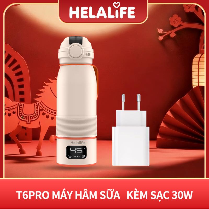 Combo sạc nhanh Helalife T6Pro + 30W GAN Ấm đun nước Sữa Cầm Tay mini cho bé Thông minh Dung tích 500ml Có thể hâm nóng đến 100 độ Bảo hành miễn phí một năm VN
