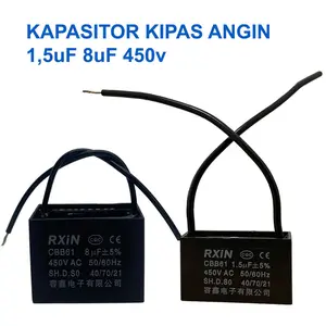 RXIN Kapasitor Kipas Angin 450V AC 1.5uF 8uFCocok Untuk Semua Merk Kipas Angin