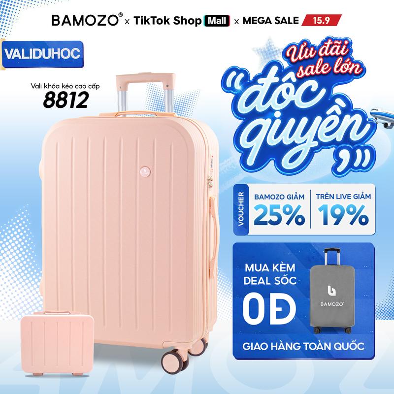 Vali Du Lịch Bamozo 8812 Bản Thường + Tặng Cốp Ngẫu Nhiên, Size 20/24 Xách Tay…