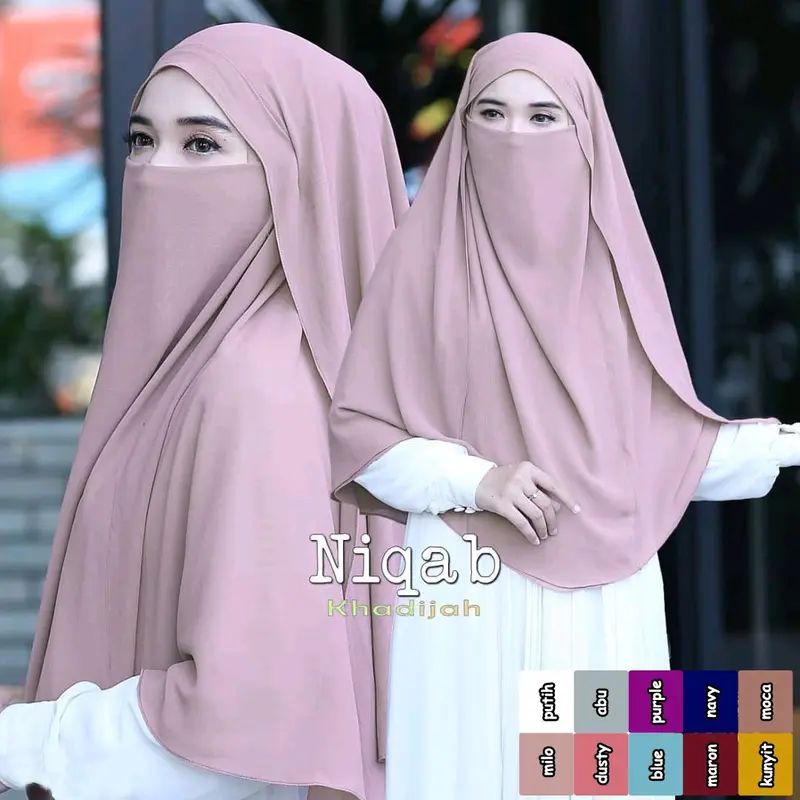 Jilbab French Khimar Khadijah Cadar Niqab Syari Ceruty Kerudung Masker Panjang Muslim 0