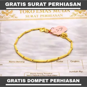 Gelang Padi Kecil Lapisan E.M.A.S Muda Asli Gratis Dompet Dan Surat Perhiasan Dari Toko