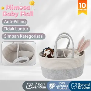 Beg Caddy Lampin Ibu Bertali Kapas dengan Pembahagi | Foldable Mommy Diaper Caddy Baby Bag Storage Organizer