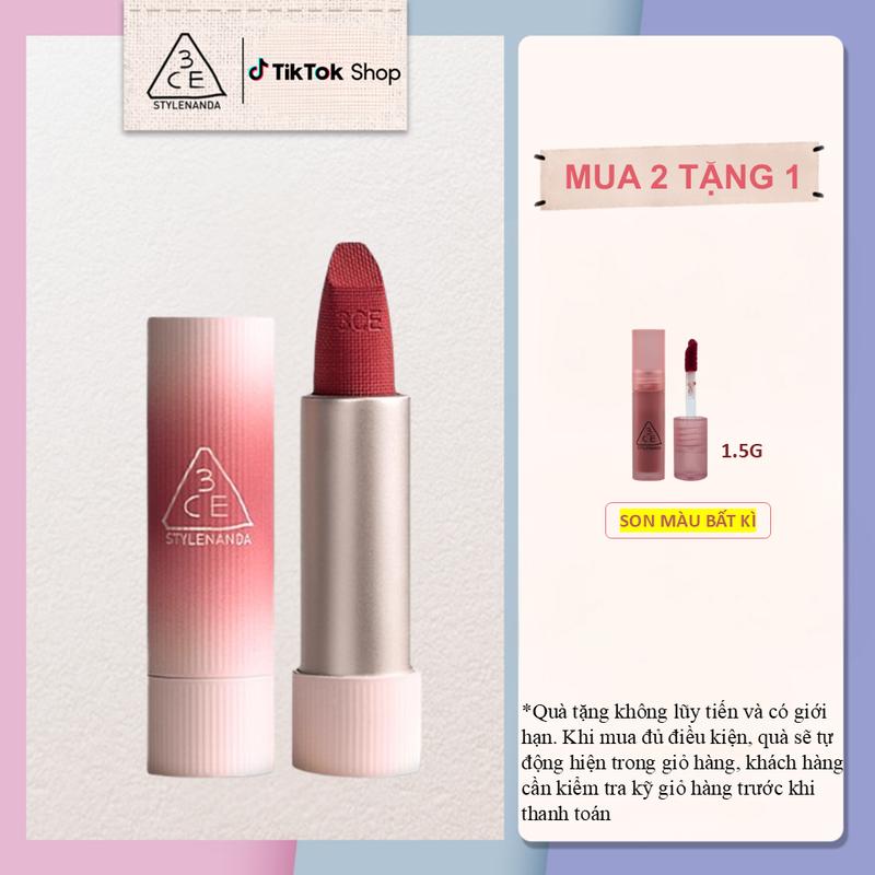 Son len mịn lì nịnh Môi 3CE Cashmerehug Lipstick