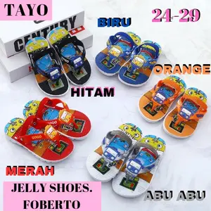Sandal sendal jelly jellyshoes jepit karakter bunyi cewe cowo impor import korea murah