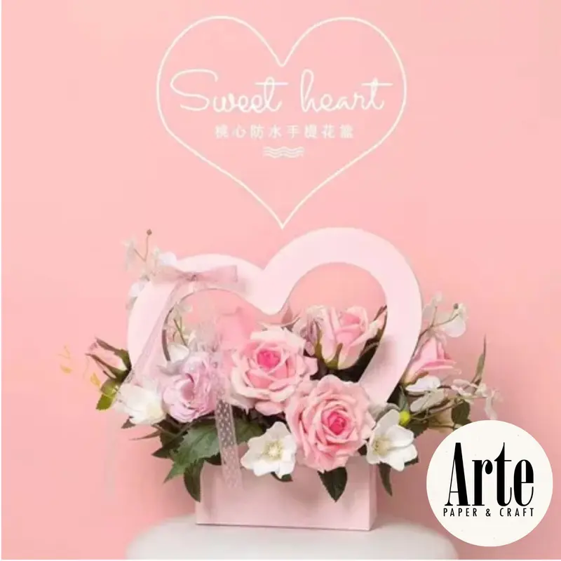 ARTE Heart Florist Bag | Flower Box | Kotak Tenteng Bunga | Tas Bunga | Kotak Bunga Bentuk Hati Cinta| Handy Bag Florist | P.HFB 2
