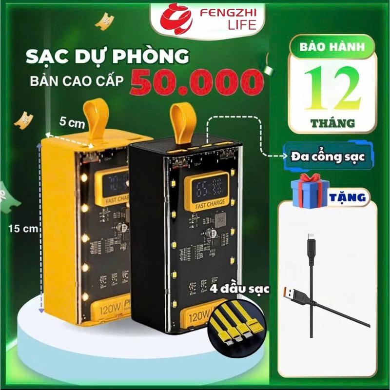  Sạc dự phòng 50000mAh VN06 22,5W sạc nhanh PD20W tích hợp cổng sạc tiện lợi có đèn led 