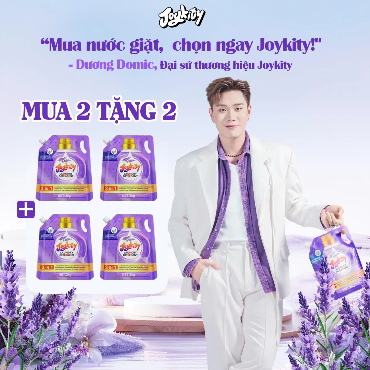 [Mua 2 Tặng 2] Nước Giặt Xả Joykity Hương Lavender (Túi 2Kg) Lưu Hương Thơm Lâu / Dịu Nhẹ An Toàn Cho Da / Làm Sạch Tốt / Làm Bền Màu Quần Áo