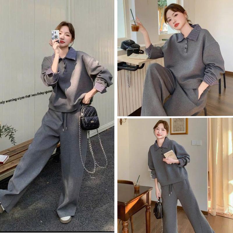  Đồ bộ nữ phong cách Hàn Quốc phối cổ sơ mi kẻ sọc thời thượng – tôn dáng dễ thương mặc đi học đi chơi đều xinh - By BN TRENDY 