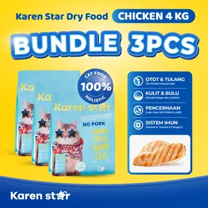 Karen Star Makanan Kucing Holistic BUNDLE 3 (4kg) Rasa Ayam Chicken Cat Food 4000gr Premium Kering