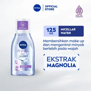 NIVEA Micellar Water MicellAir Oil & Acne Care 125ml - Pembersih make up aman untuk kulit berminyak jerawat sensitif oily acne prone skin penghapus riasan wajah double cleansing tanpa alkohol - Magnolia Bark Extract, 0% Alcohol