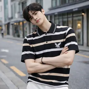 PM | kaos kerah pria wangki salur logo trending |Kaos kerah wangki salur semi cotton |"Kaos Polo Salur Pria Semi Katun Strip  salur keren - Baju Kerah Cowok Seragam Kantor"Polo Salur Stripe Premium Korean Style Soft Touch Kaos Kerah Pria Motif Garis Salur