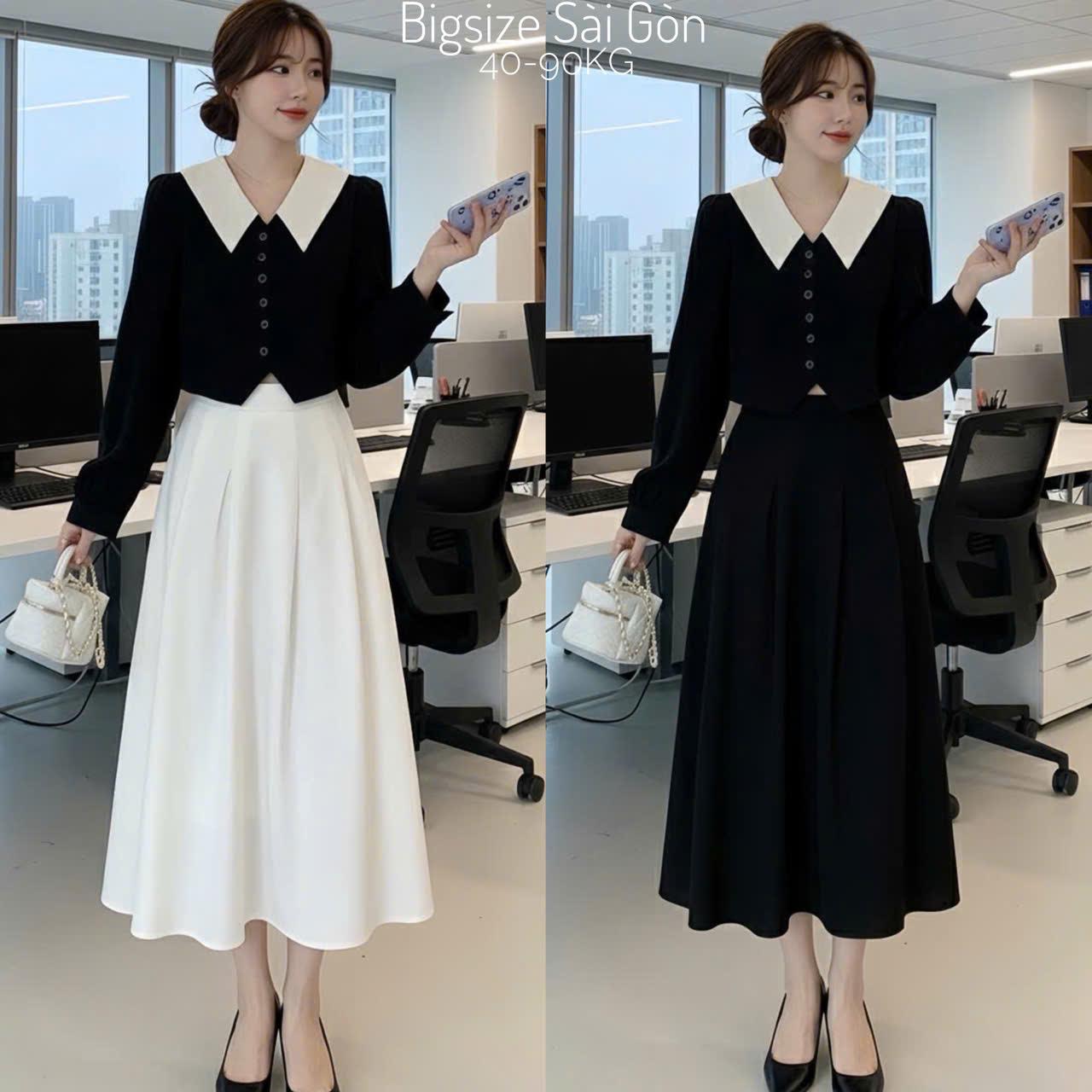 Set Váy Áo Thời Trang Bigsize Áo Vải LNin Quần Vải Cotton Lạnh Cho Các Nàng 50 - 100Kg Thời Trang Nữ  - B.1284