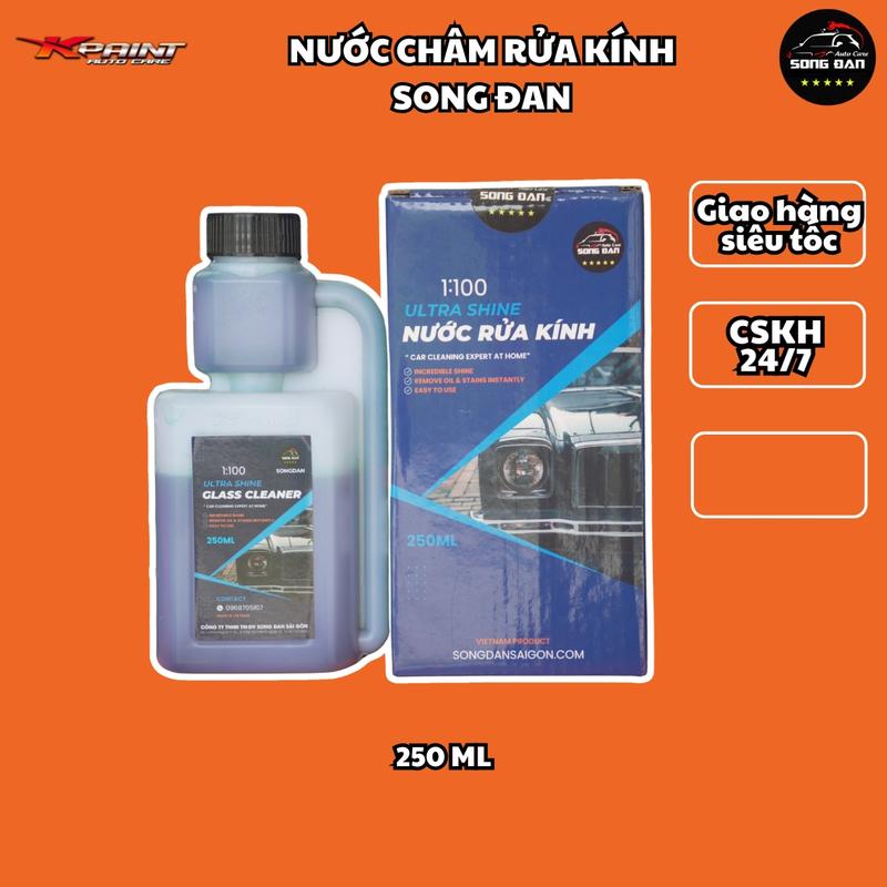  250ml Nước Rửa kính lái  Ô TÔ Glass Cleaner Song Dan 250ml Dung làm sạch kính khô kính nhanh dưỡng lưởi gạt mưa nuoc  ruakinhoto 