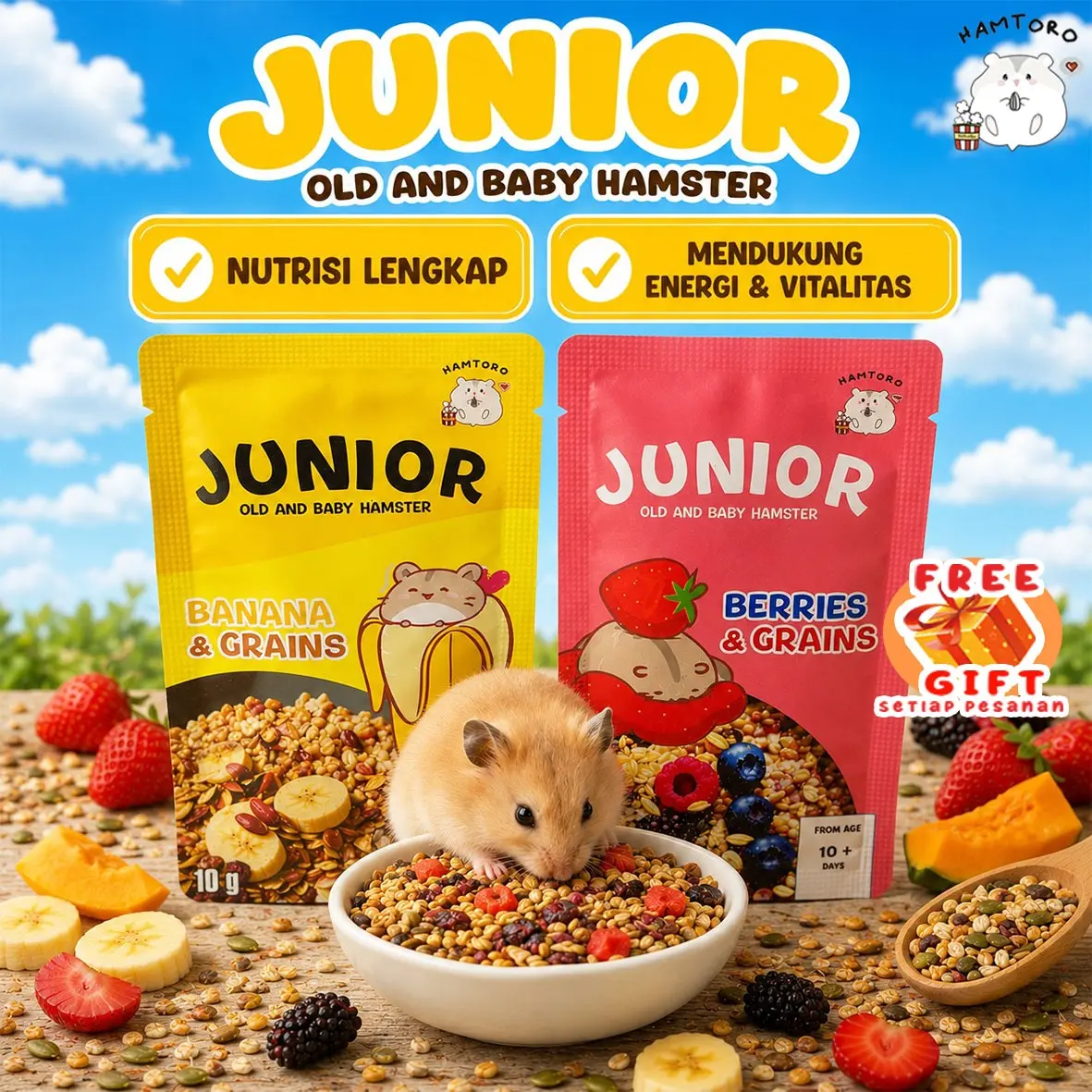 Hamtoro / Makanan Hamster / Snack Hamster / Makanan Komplit Hamster / Junior Baby Food Salmon Oil