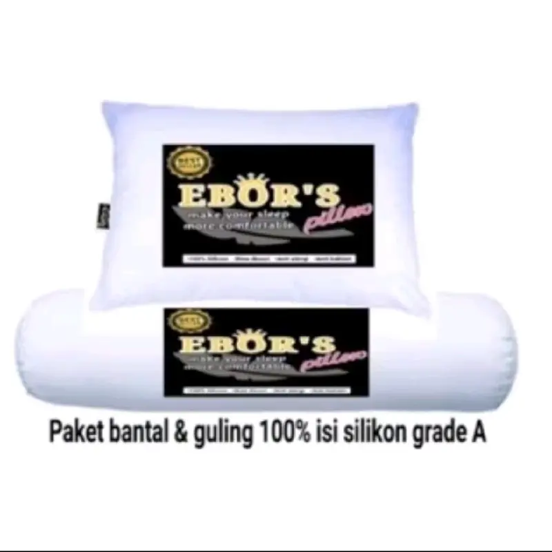 Paket Hemat 1bantal + 1guling 100% isi silikon dan bisa dicuci bantal/Bantal ebor 0