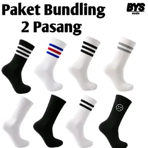 Kaos Kaki Panjang Oldschool Basic Paket Bundling 2 Pasang Lebih Hemat BYS SOCK