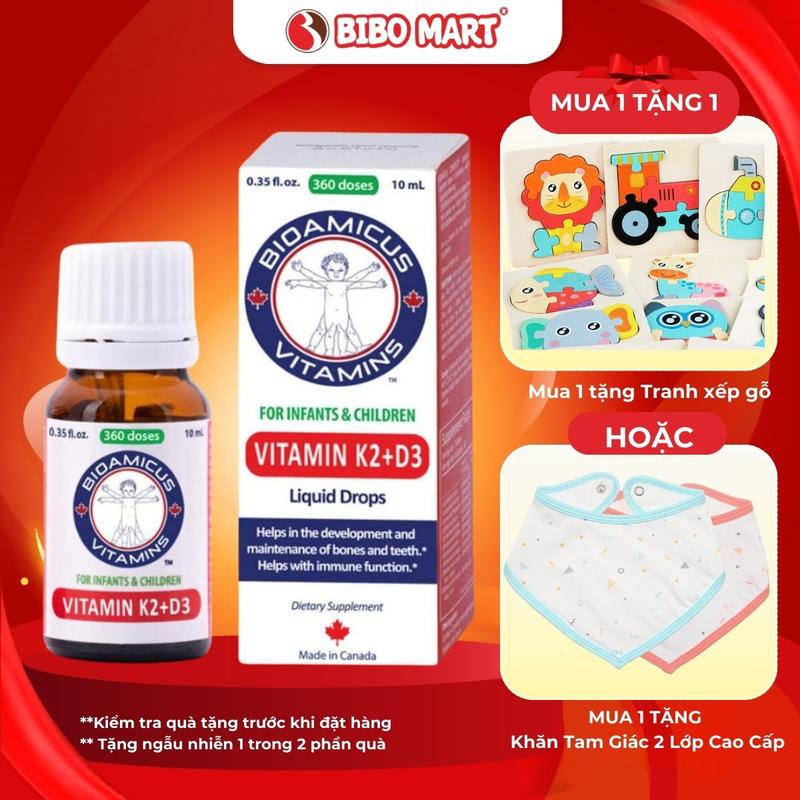 Bioamicus D3K2 Giúp Bổ Sung Vitamin D3 K2 MK7 Tăng Cường Hấp Thu Canxi Cho Bé Hỗ Trợ Phát Triển Xương Răng Lọ 10ml Cho Trẻ Từ Sơ Sinh