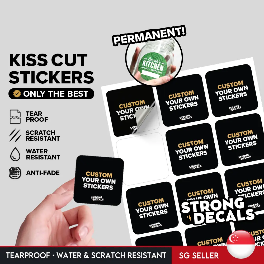 [SG Seller] Permanent Custom Kiss Cut Sticker Decal Logo Name (1pc)