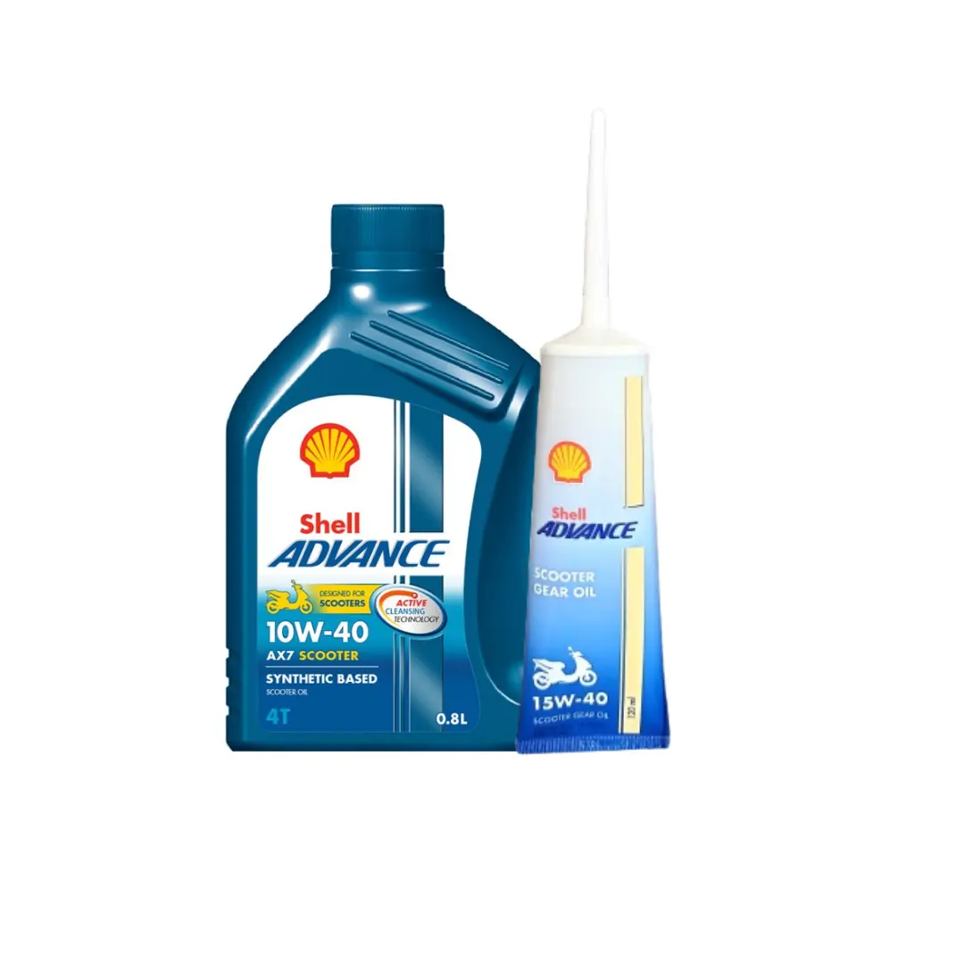 Paket Oli Shell Advance AX7 Matic 10W-40 + Oli Shell Advance Scooter Gear 120ml