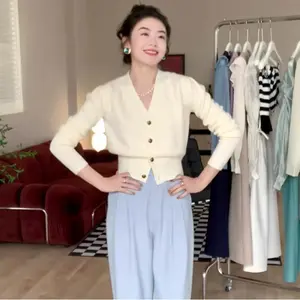 Outer Cardigan Wanita V neck Lengan Panjang Korean Style Premium