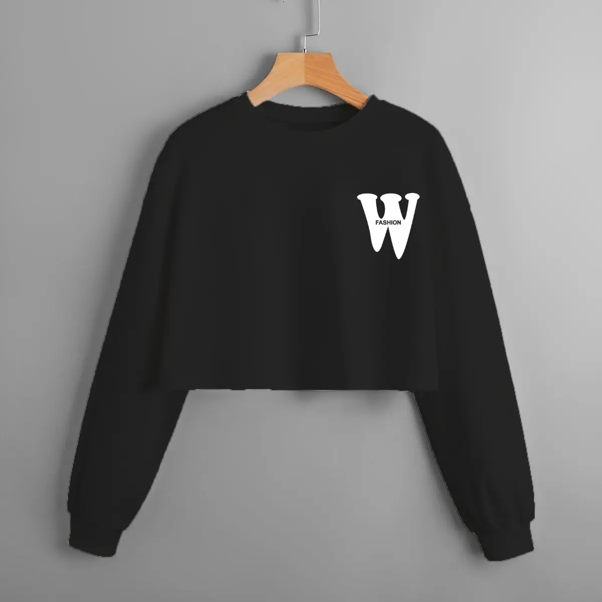 COD KAOS CROP TOP LENGAN PANJANG OVERSIZE /CROP TOP KOREA/CROP WANITA MOTIF W