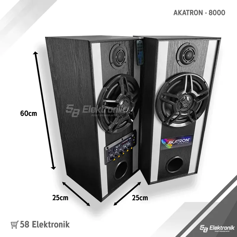 AKATRON 8000 - 8 INCHI Speaker aktif bluetooth karaoke double subwoofer Bass Mantab glerr sound 8inch 8" 2