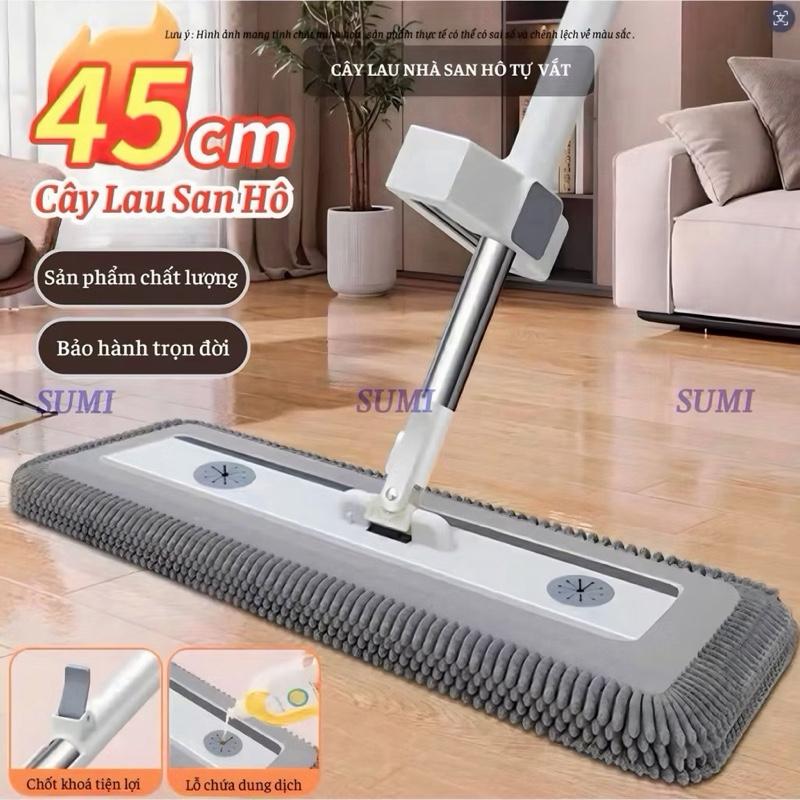 Cây Chổi Lau Nhà Tự Vắt Bông SAN HÔ 45cm, Chổi Lau Nhà Thông Minh Xoay 360 độ…
