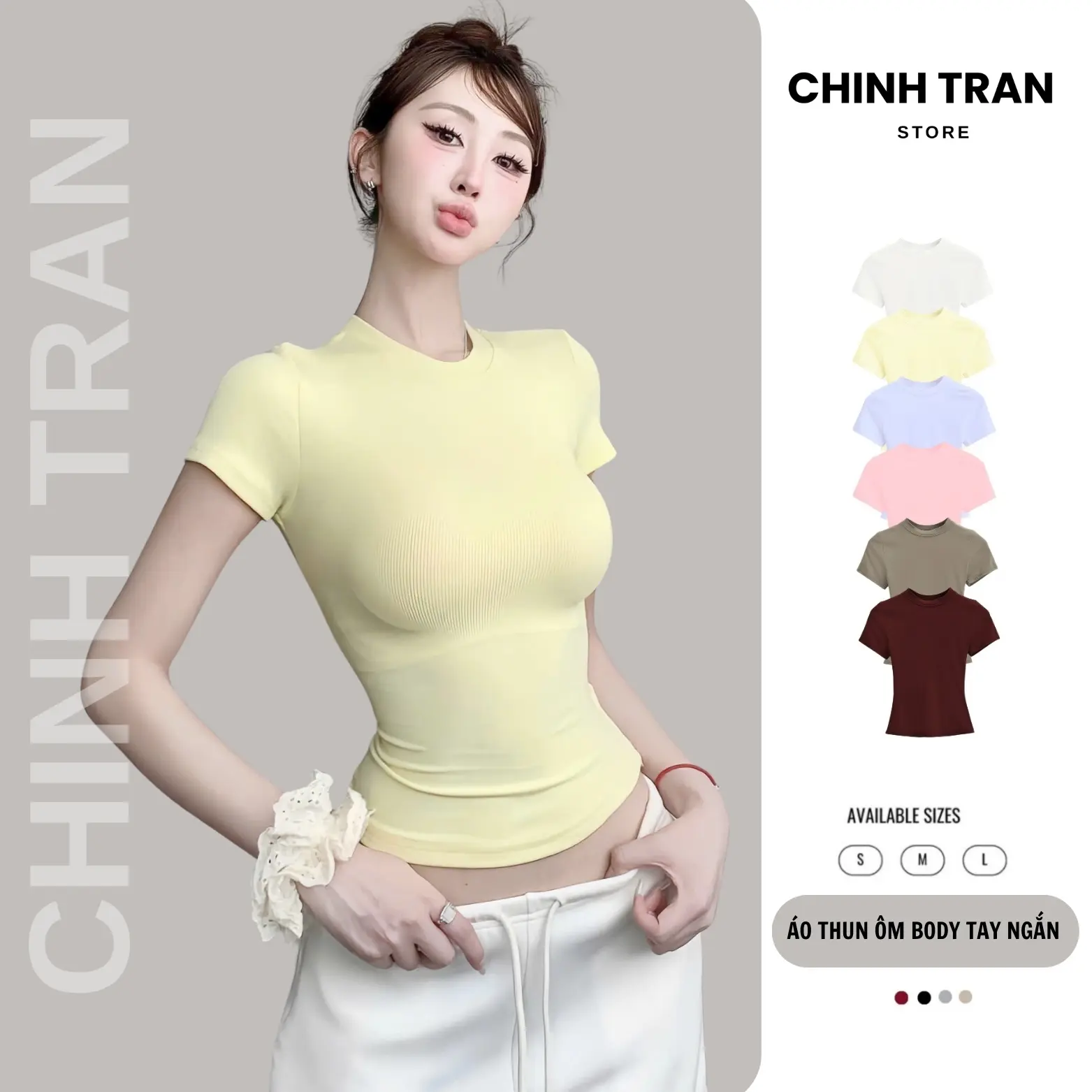 [DEAL LIVE] Áo Thun Ôm Body Cotton Mịn Co Giãn CHINH TRAN STORE