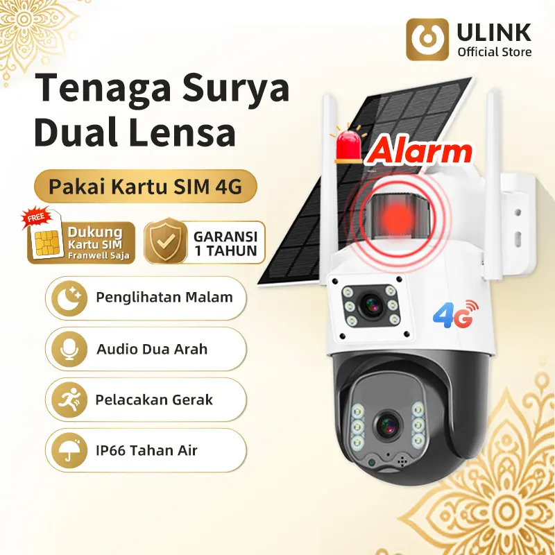 【COD】Kamera V380 T20-4G OR WIFI CCTV Dual HD Solar  3MP SIM 4G Luar Ruangan IP66 Tahan Air Penglihatan Malam Keamanan CCTV dengan SD - Garansi 1 Tahun