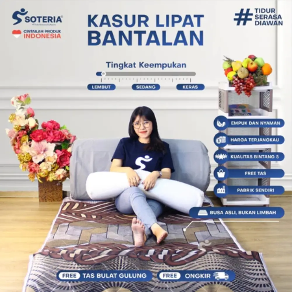 [Garansi Anti Kempes] Soteria Kasur Lipat / Kasur Lipet Gulung Bonus Free Tas Anti Kempes Garansi 5 Tahun / Kasur Matras / Kasur lantai