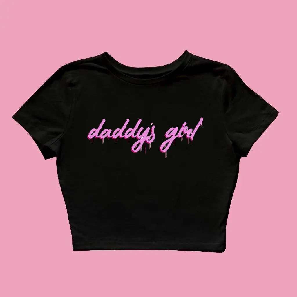 Crop Top Daddy Girls Atasan Wanita Korean Style Katun