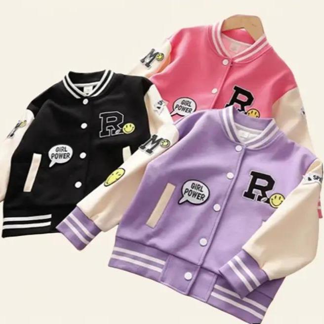 Product Introduction of KG R SMILE KIDS JACKET BOMBER - JACKET BASEBALL ANAK - BAHAN FLEECE GRAMASI 240 - DETAIL SABLON - SWEATER BOMBER ANAK-ANAK 1