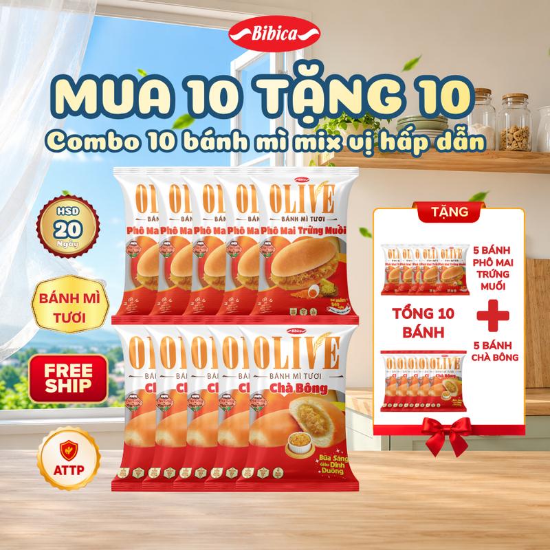 Bánh Mì Ăn Sáng Bibica Bánh Mì Ăn Liền Nhân Mặn Chà Bông/ Phô Mai Trứng