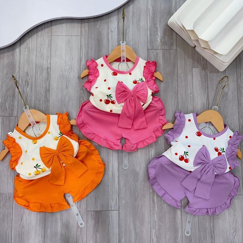 Product Introduction of Bộ quân +áo     hình treery có nơ cho bé gái 3 màu .. 9- 21kg 1