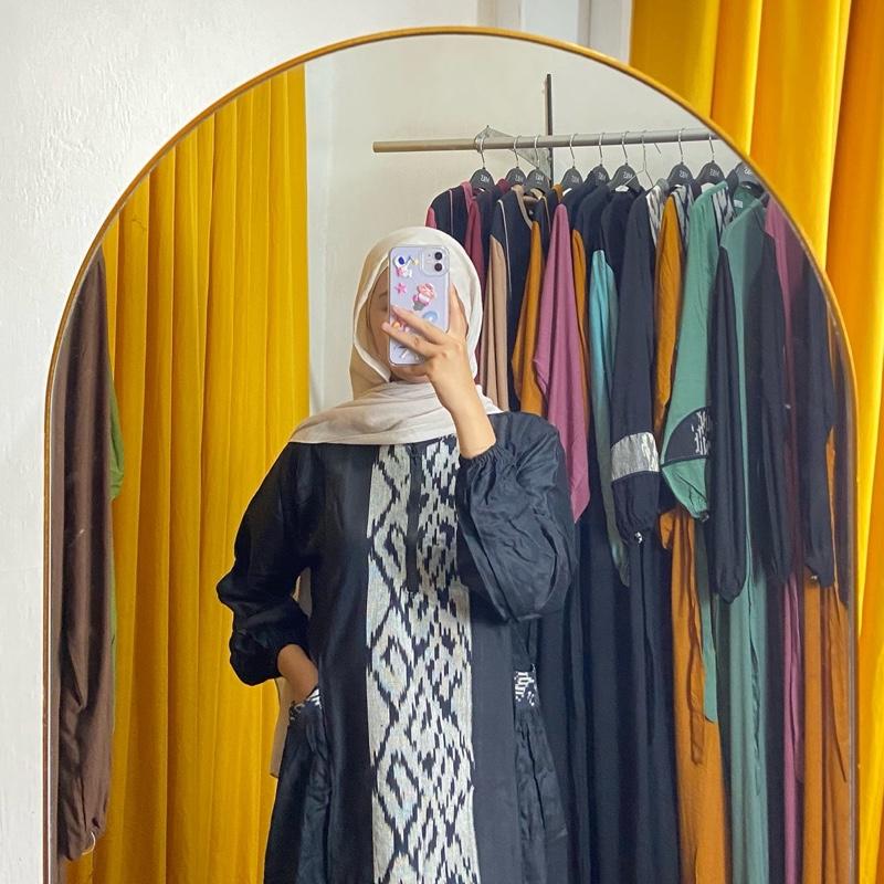GAMIS WANITA TENUN ETNIK LENGAN PANJANG ADA SAKU 2