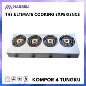 Marbeli Kompor 4 Tungku kompor seblak  dengan 4 Burner dan 1 Manual Ignition berbahan dasar plat besi tebal untuk Pengalaman Memasak Terbaik
