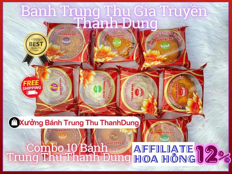 (HH 12%) Combo 10 bánh trung thu truyền thống thanh dung gồm 7 vị có (7 nướng + 3 dẻo) - Tự chọn vị